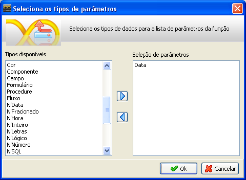 seleciona os tipos de parâmetros
